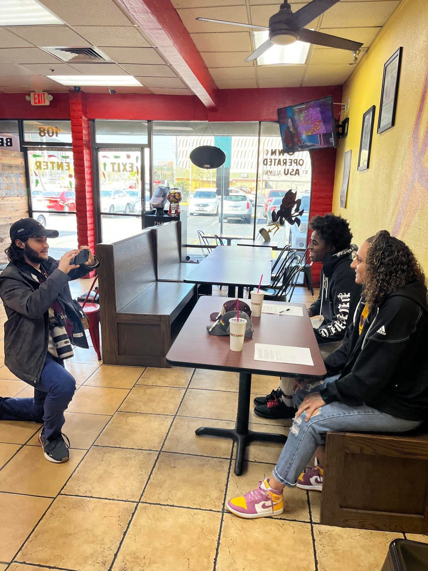 Filming Alpha Epsilon Pi members on location